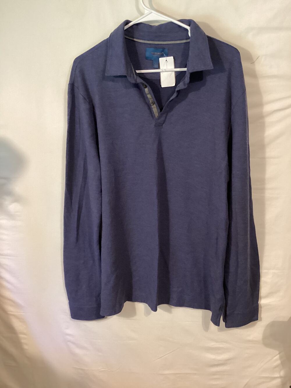 2538 Fairlane Mens Long Sleeve Dark Blue Henley 1/4 Button Size Large